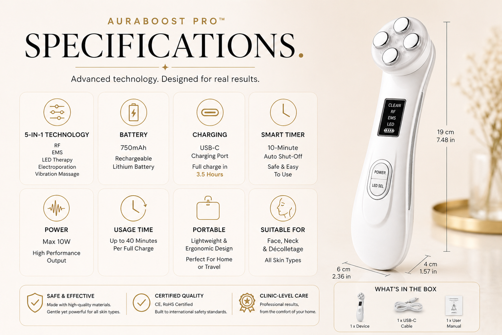 AuraBoost Pro™ – 5-in-1 RF EMS Skin Booster