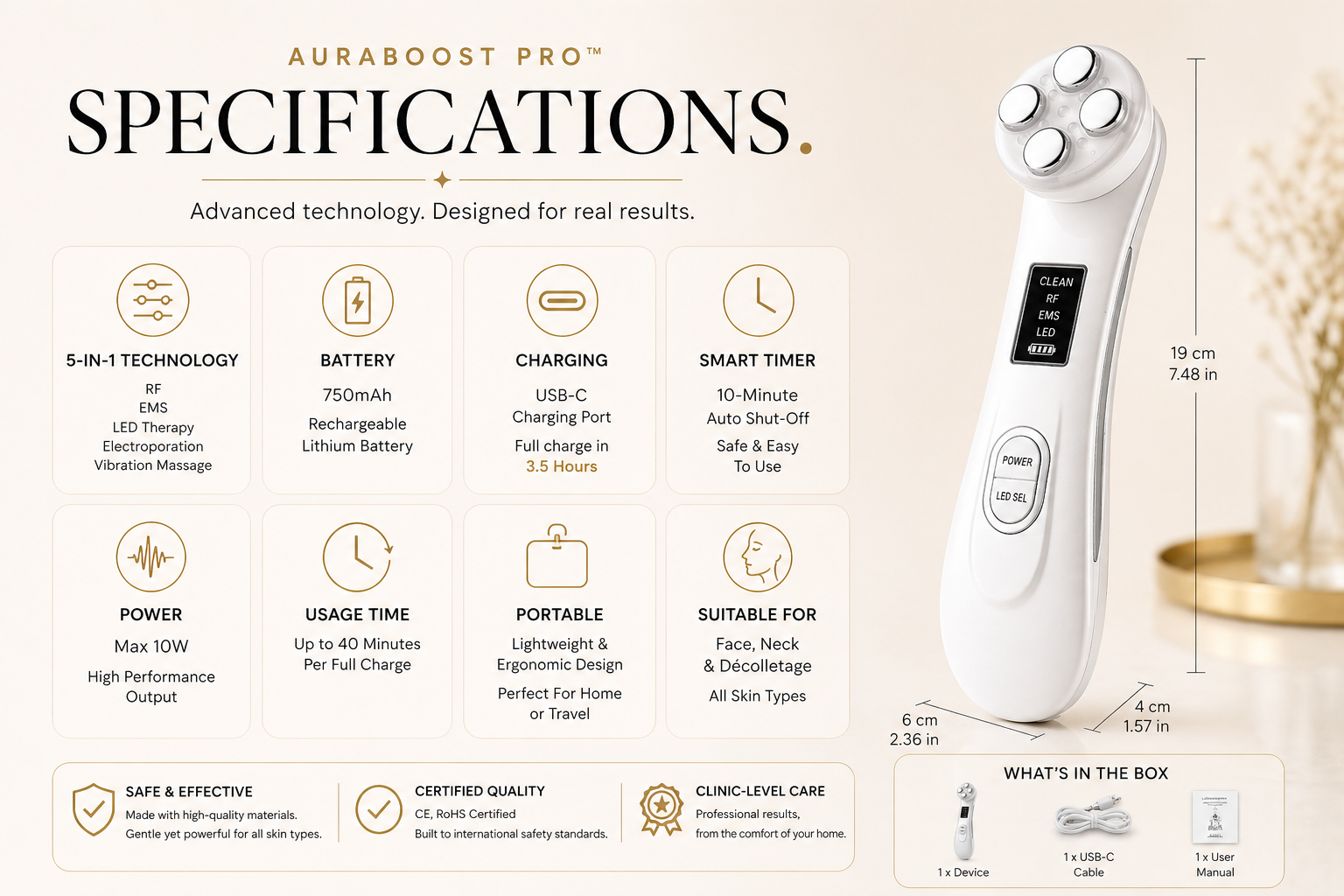 AuraBoost Pro™ – 5-in-1 RF EMS Skin Booster
