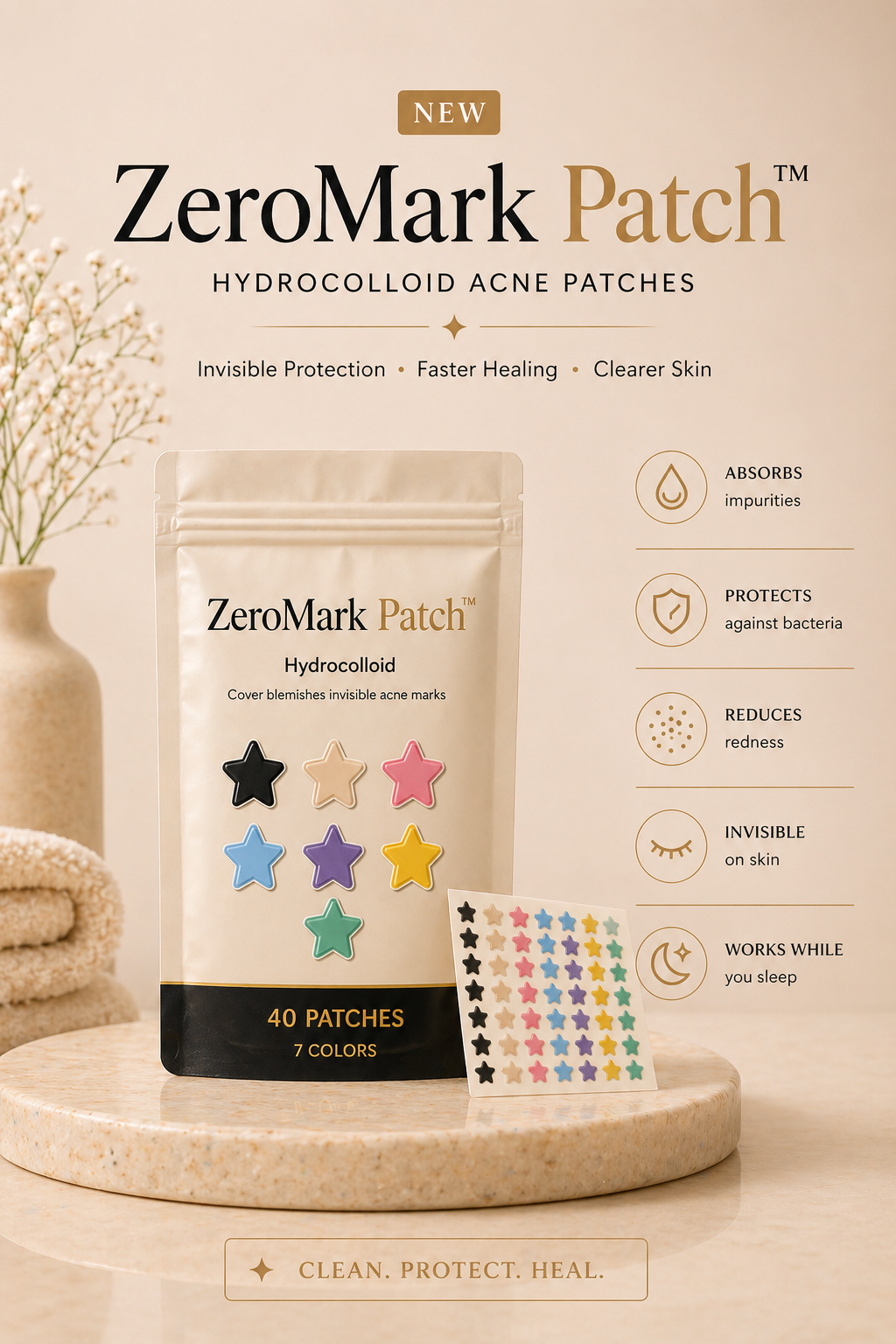 ZeroMark Patch™ – Hydrocolloid Acne Patches