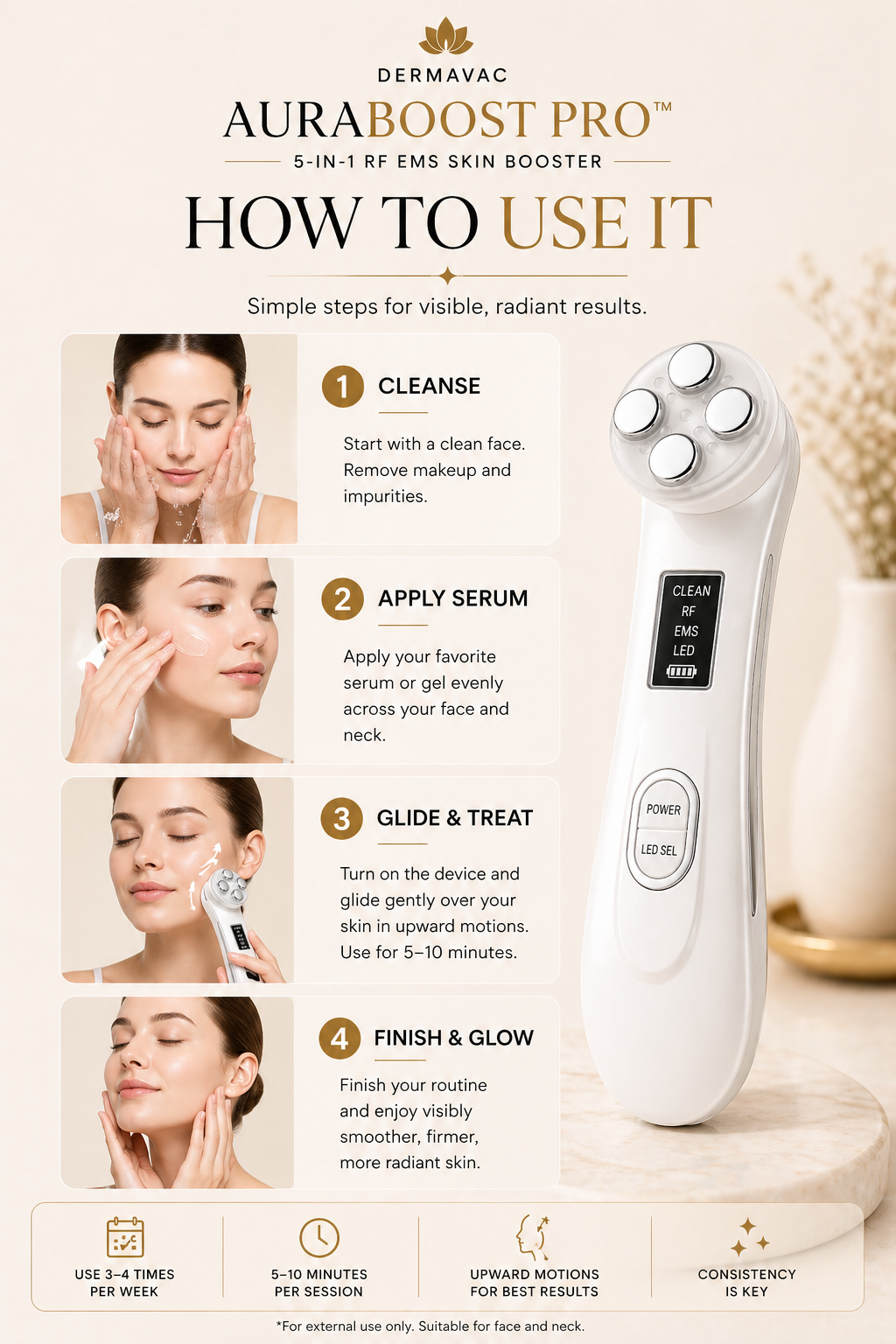 AuraBoost Pro™ – 5-in-1 RF EMS Skin Booster