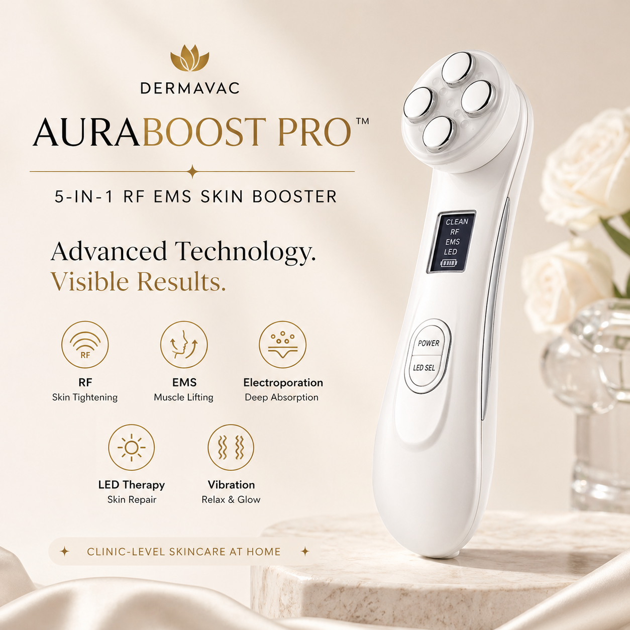 AuraBoost Pro™ – 5-in-1 RF EMS Skin Booster